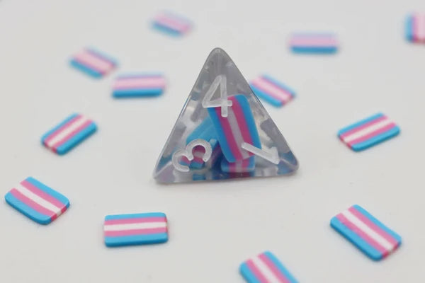 Trans Flag RPG Dice Set Resin