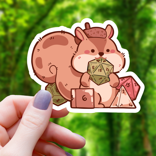 Polyhedral Dice Eating Chipmunk Sticker -3"