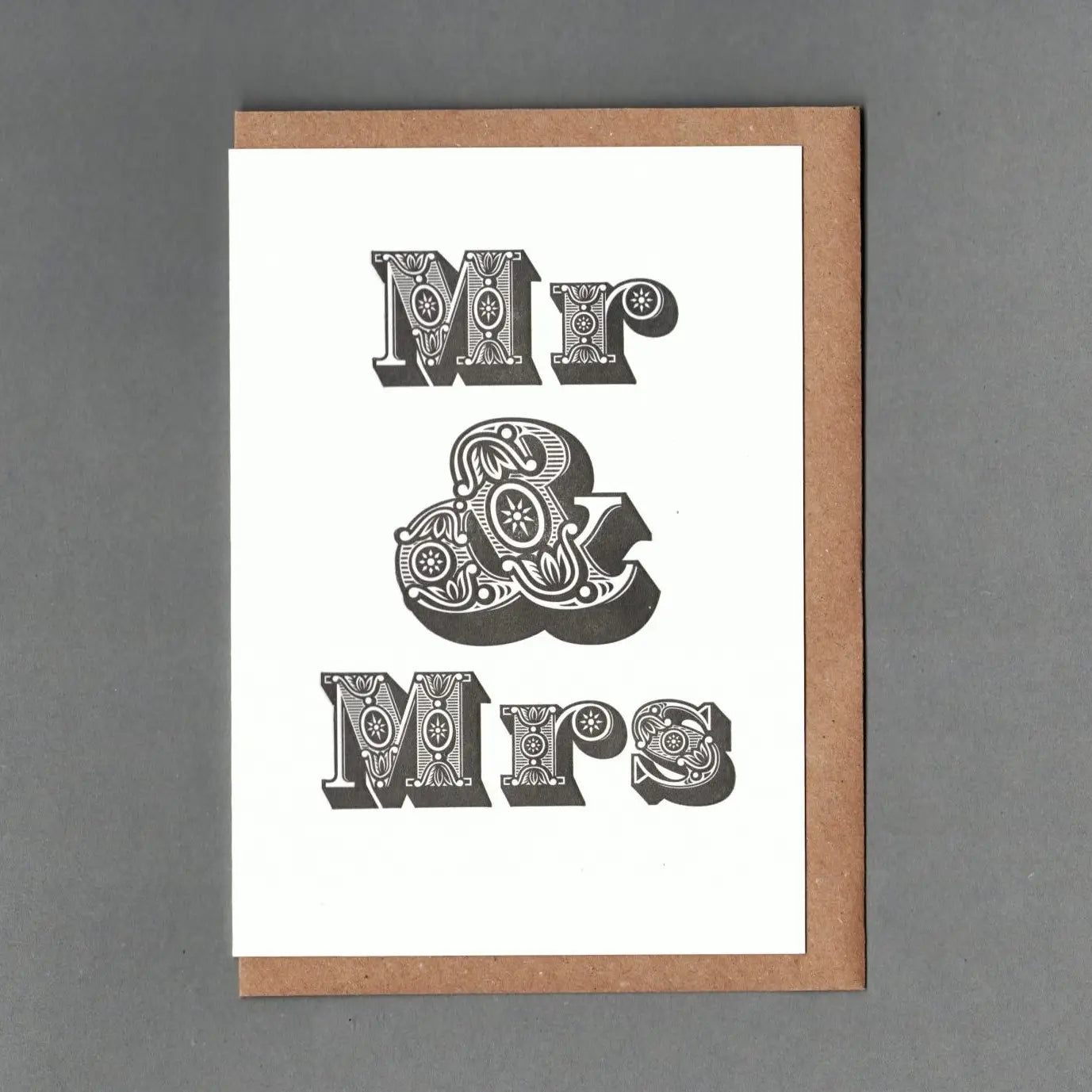 Mr & Mrs B&W.  Letterpress Greeting Card. Wedding
