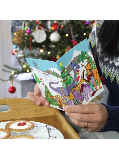 Carol Singing Christmas Dinosaur Greeting Card