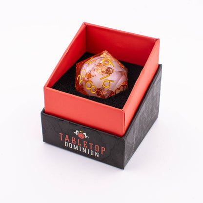 Golden Fae Core | Oversized D20 | Liquid Core Resin | Single Die