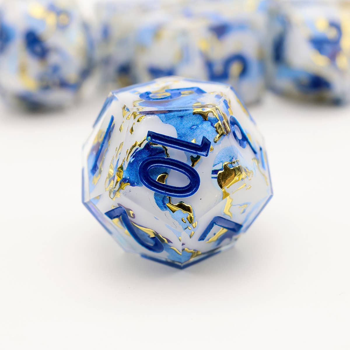 Divine Marble | Art Core Sharp Edge Dice | 7 Piece Dice Set
