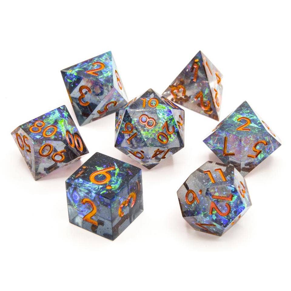 Cosmic Veil | Sharp Edge Dice | 7-Polyhedral Set