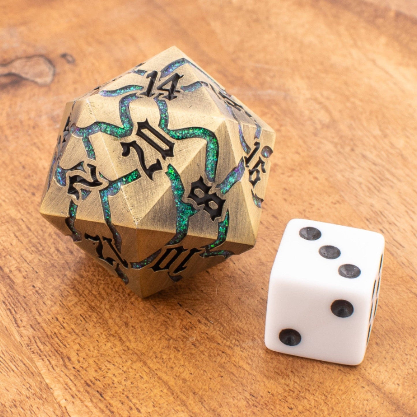 Brass Alchemist | Oversized D20 | Solid Metal | Single D20