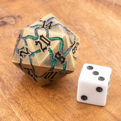 Brass Alchemist | Oversized D20 | Solid Metal | Single D20