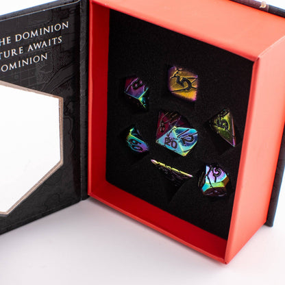 Synthwave Nexus | Polyhedral Dice Set | Solid Metal | 7 Piece Set