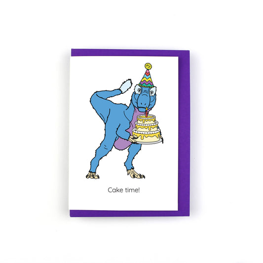 Cake Time Dinosaur Greeting Card