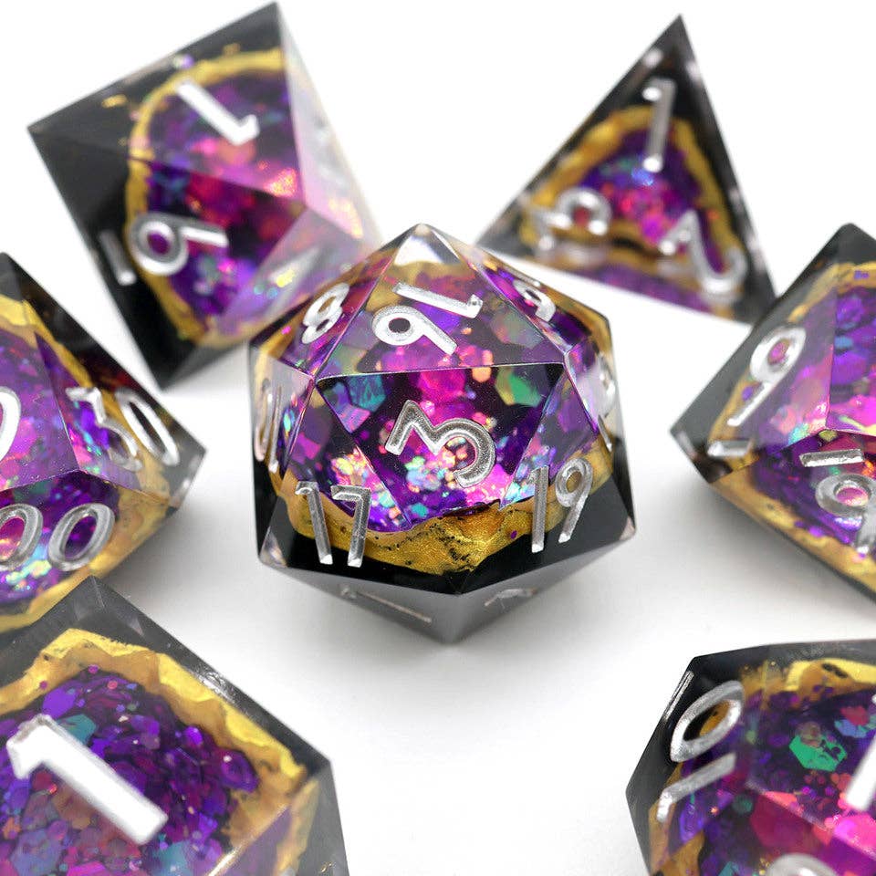Regal Relic | Geode Sharp Edge Dice | 7-Polyhedral Set
