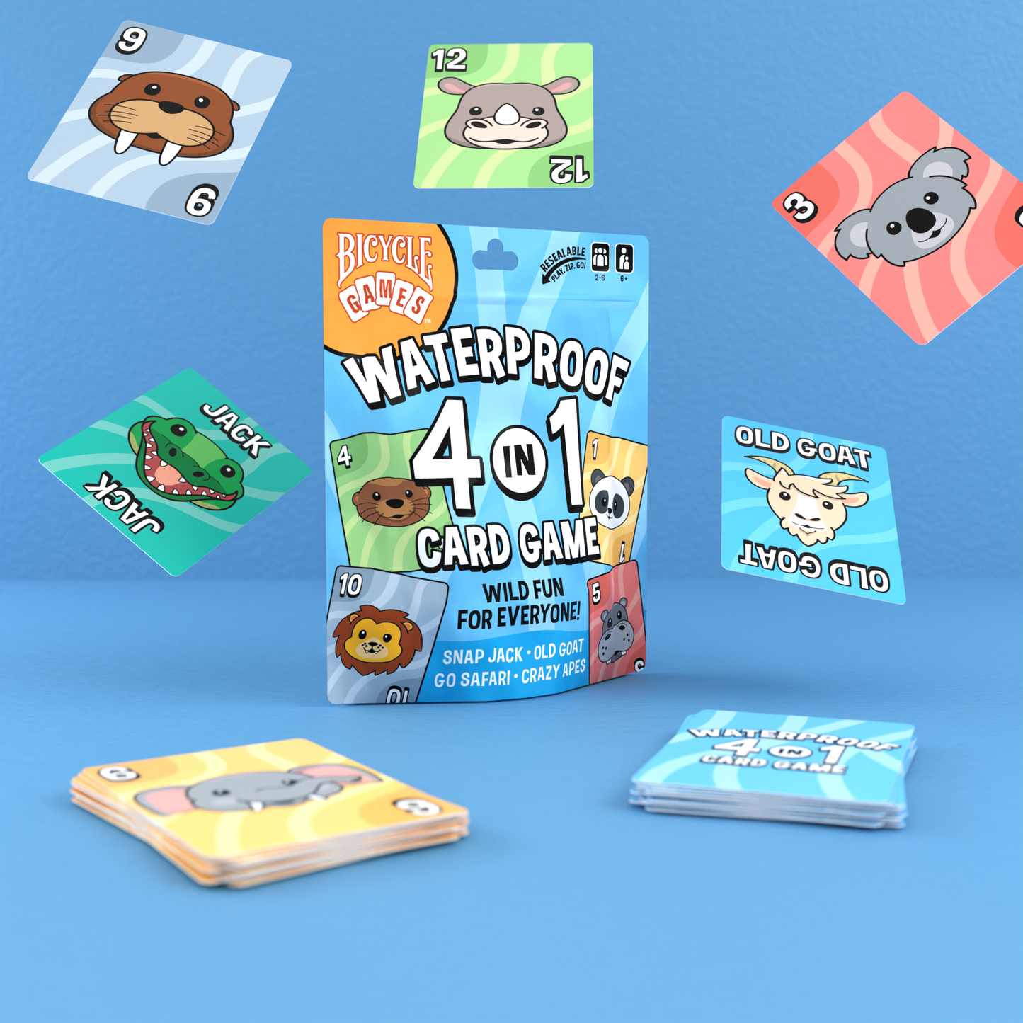Bicycle Games: Waterproof 4-in-1 Card Game