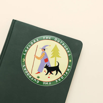 Explore The Outdoors Sticker | Round Vinyl Sticker | Folky