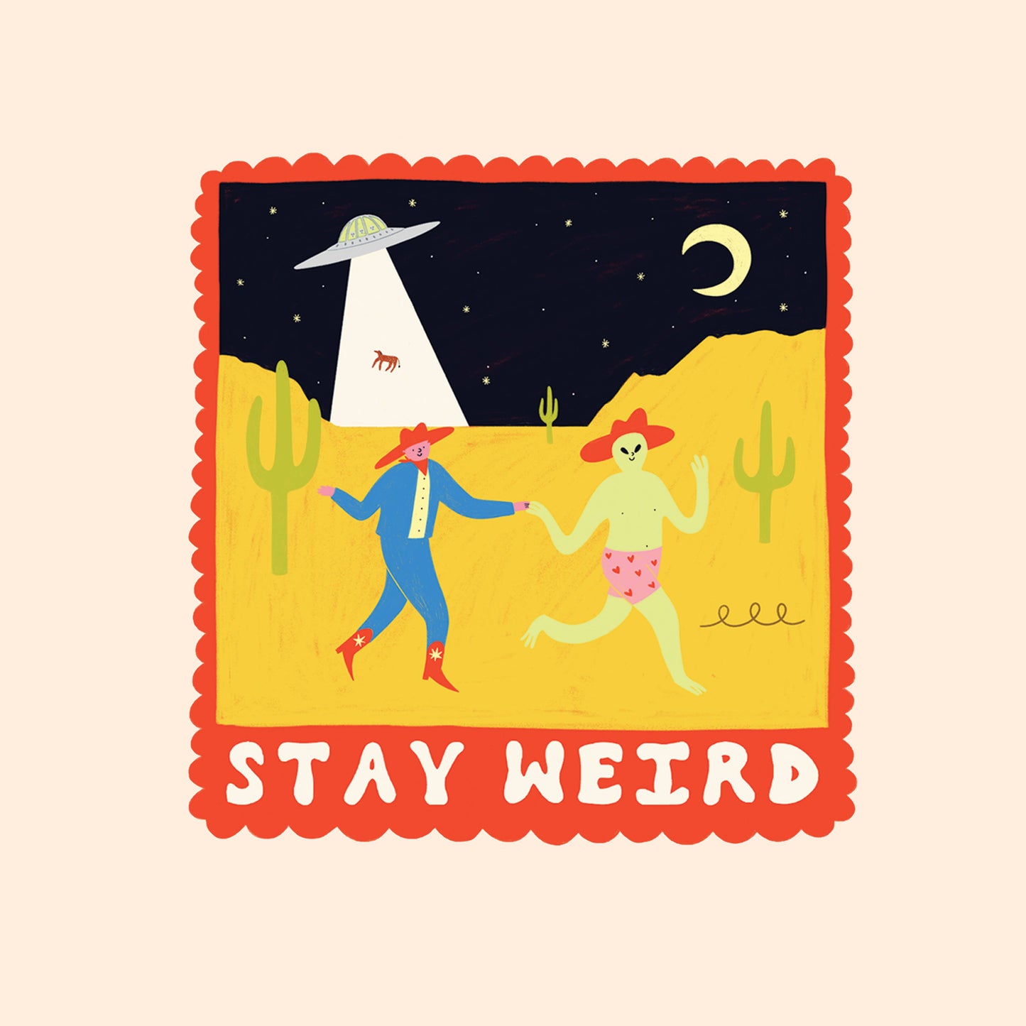 Stay Weird Sticker | Alien UFO Vinyl Sticker | Cowboy