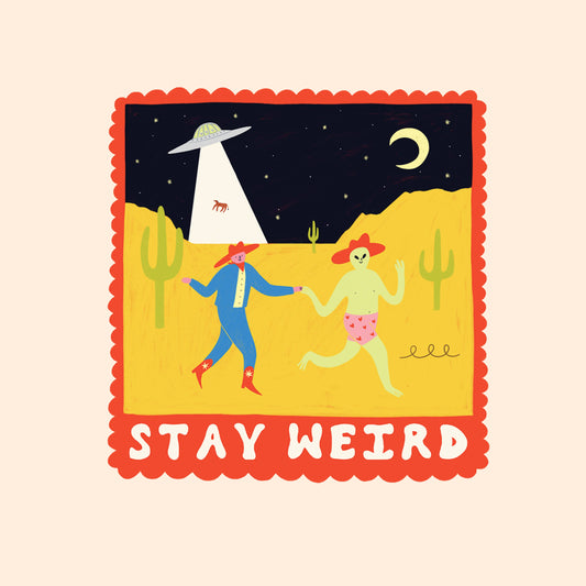 Stay Weird Sticker | Alien UFO Vinyl Sticker | Cowboy