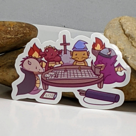 Dragons Playing RPG Tabletop Gaming Sticker - Light - 2.5"