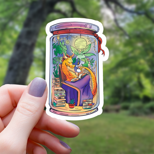 Reading Dragon Terrarium Sticker - 3"