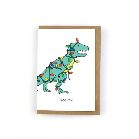 Tree-Rex Dinosaur Christmas Greeting Card