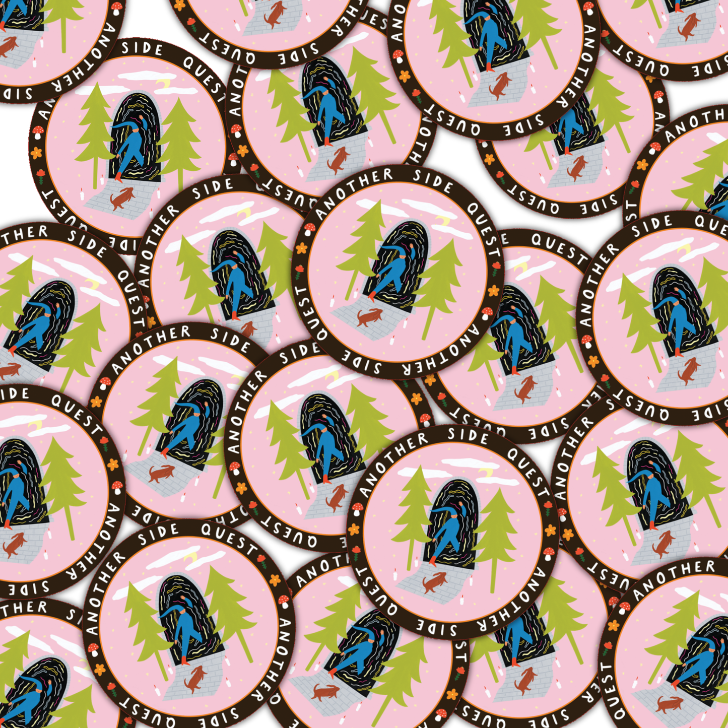 Another Side Quest Sticker | Round Vinyl Sticker | Folky