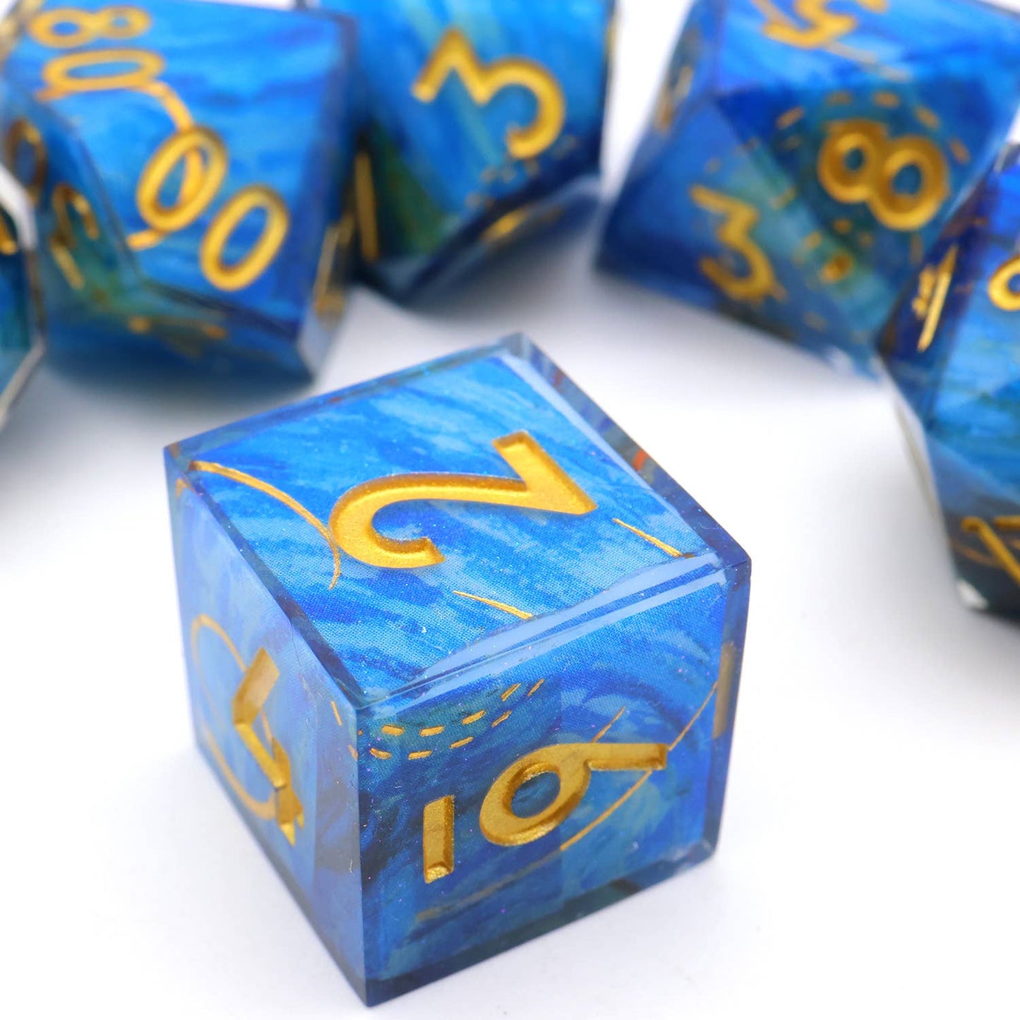 Astral Tide | Art Core Sharp Edge Dice | 7 Piece Dice Set