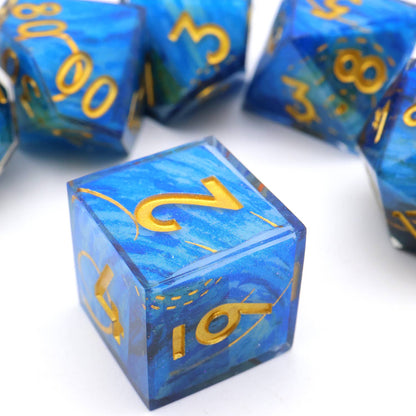 Astral Tide | Art Core Sharp Edge Dice | 7 Piece Dice Set