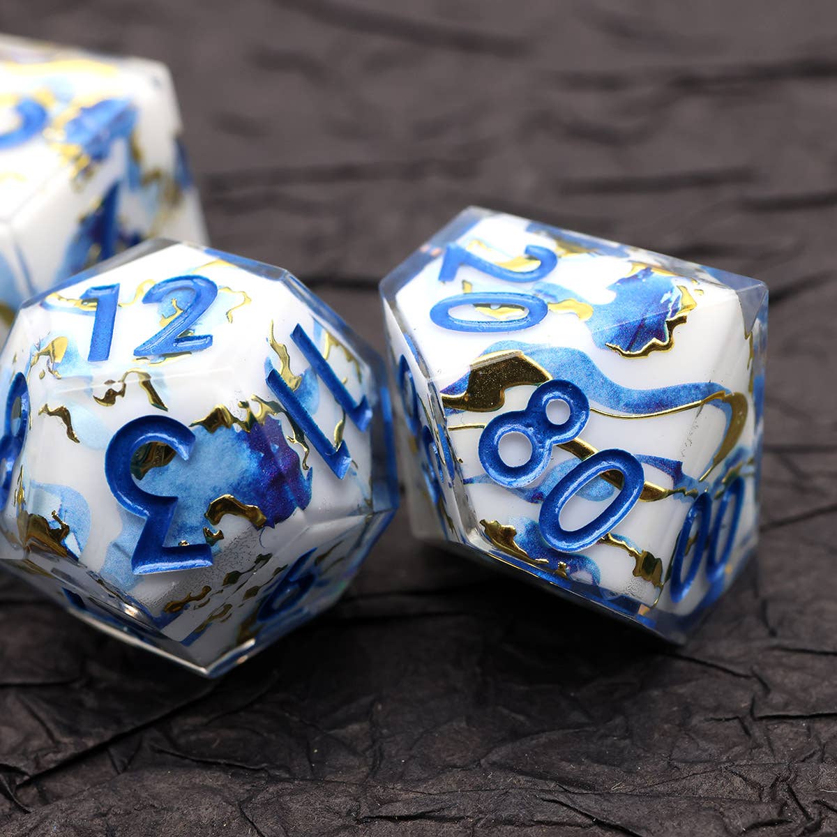 Divine Marble | Art Core Sharp Edge Dice | 7 Piece Dice Set