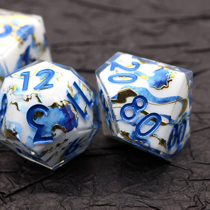 Divine Marble | Art Core Sharp Edge Dice | 7 Piece Dice Set