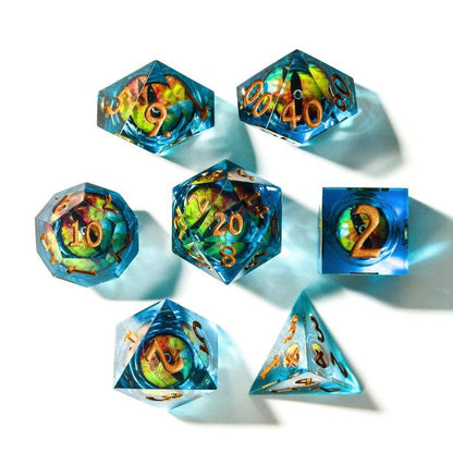 Eye of Destiny | Moving Eye Liquid Core Dice | 7-Poly Set