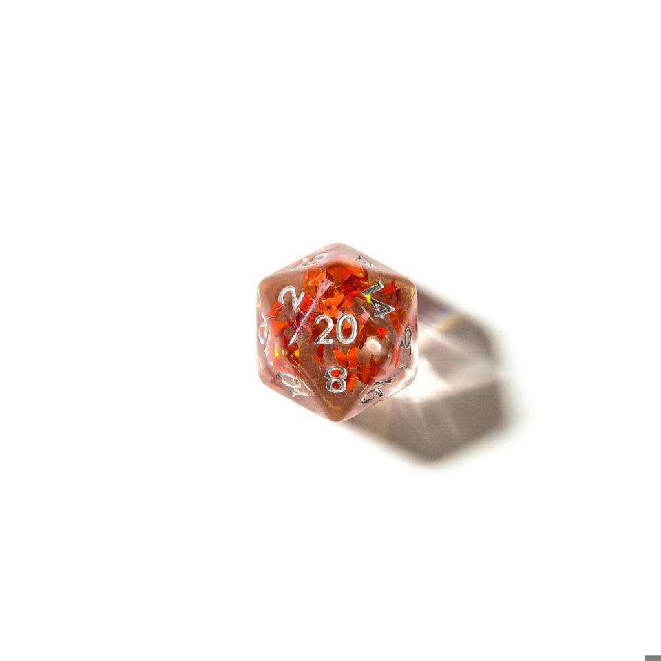 Orange Butterfly | Resin Inclusion Dice | 7-Polyhedral Set