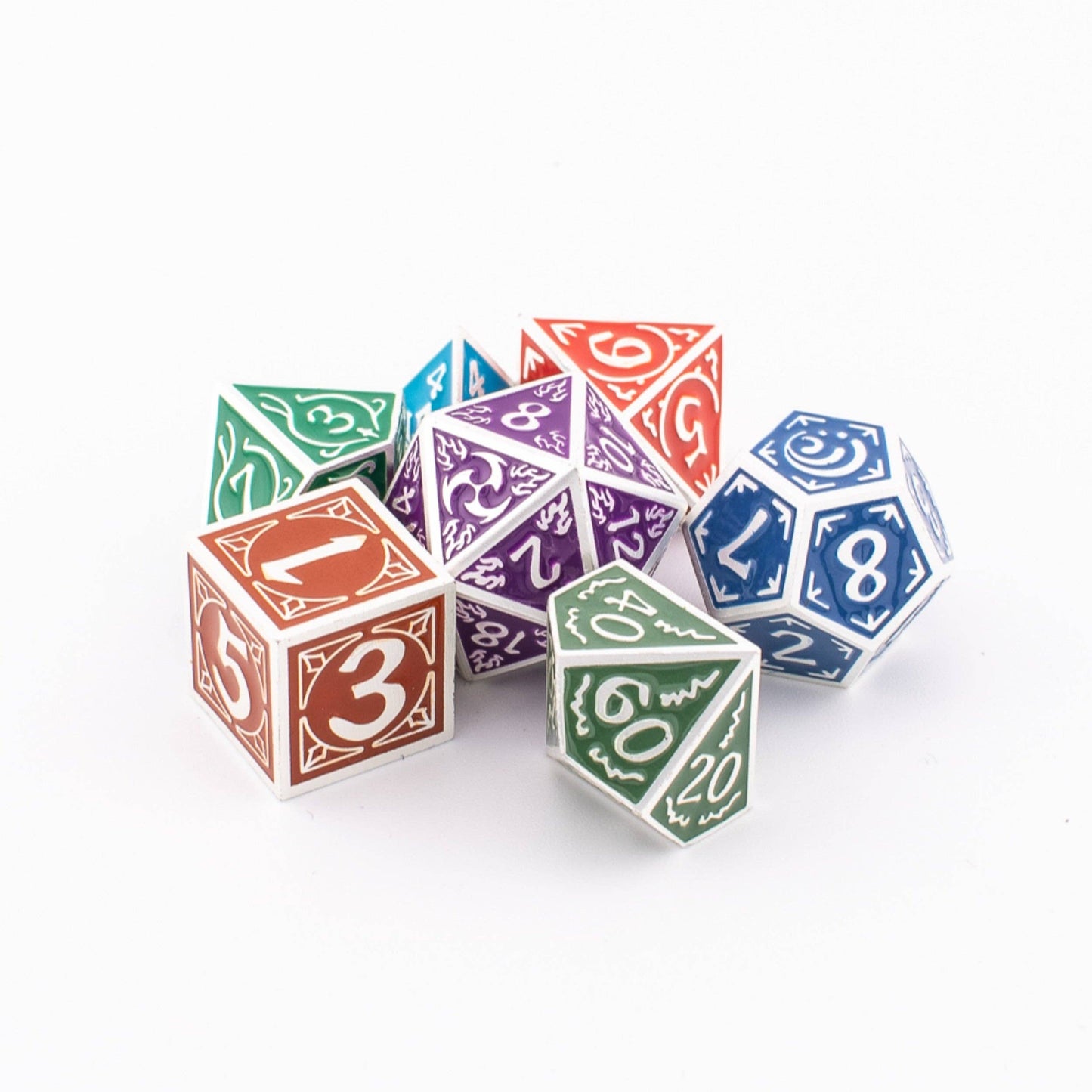 Prismatic Elemental | Solid Metal Dice Set | Zinc Alloy | 7 Piece Set