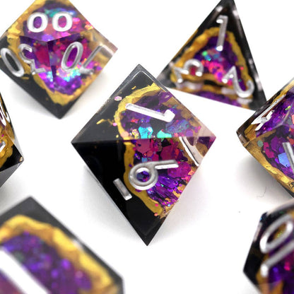 Regal Relic | Geode Sharp Edge Dice | 7-Polyhedral Set