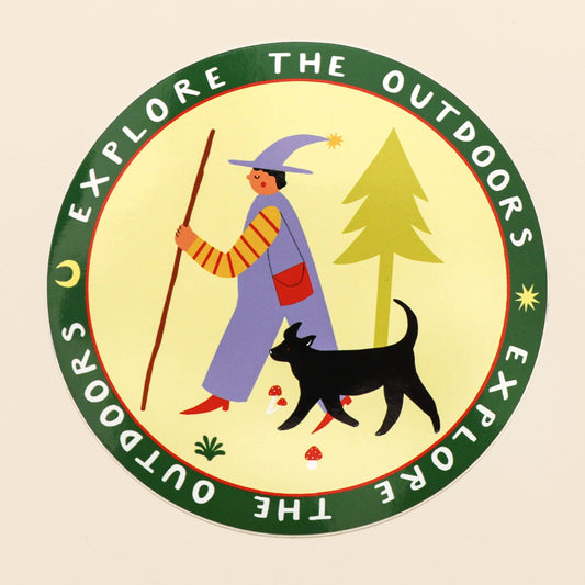 Explore The Outdoors Sticker | Round Vinyl Sticker | Folky