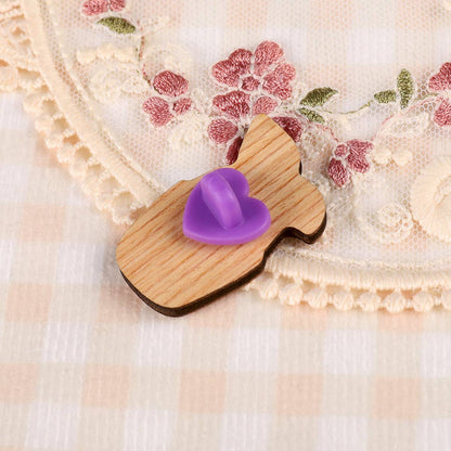 Plant Cat Pin Badge | Cute Cat Wooden Pin
