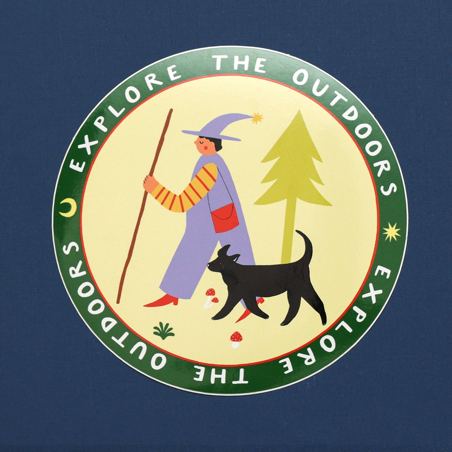 Explore The Outdoors Sticker | Round Vinyl Sticker | Folky