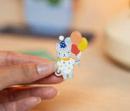 BIRTHDAY CAT PIN