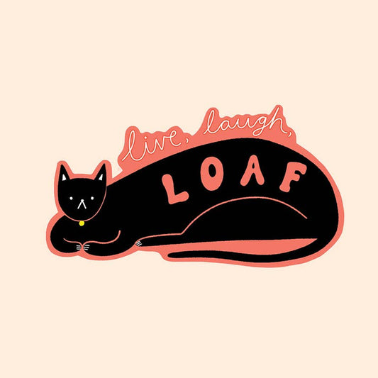 Live Laugh Loaf Cat Sticker | Cute Black Cat Die Cut Sticker