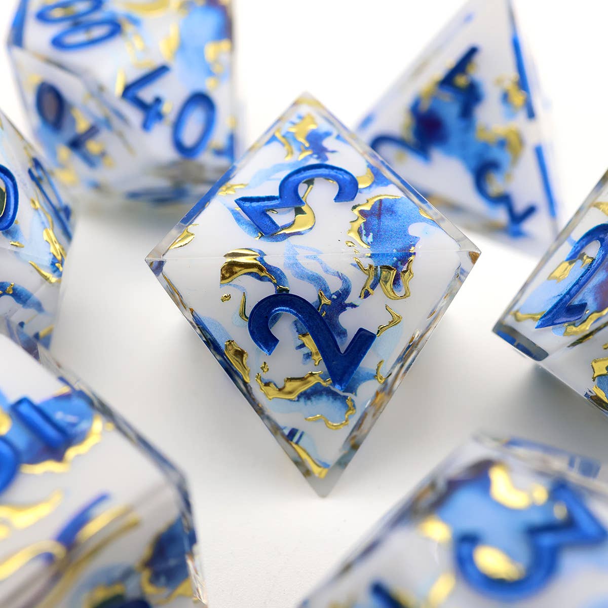 Divine Marble | Art Core Sharp Edge Dice | 7 Piece Dice Set