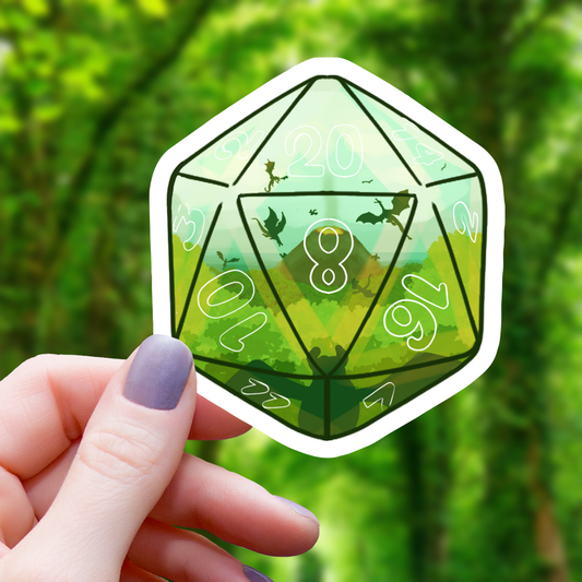 Flying Dragons inside Dice Terrarium Sticker - 3"