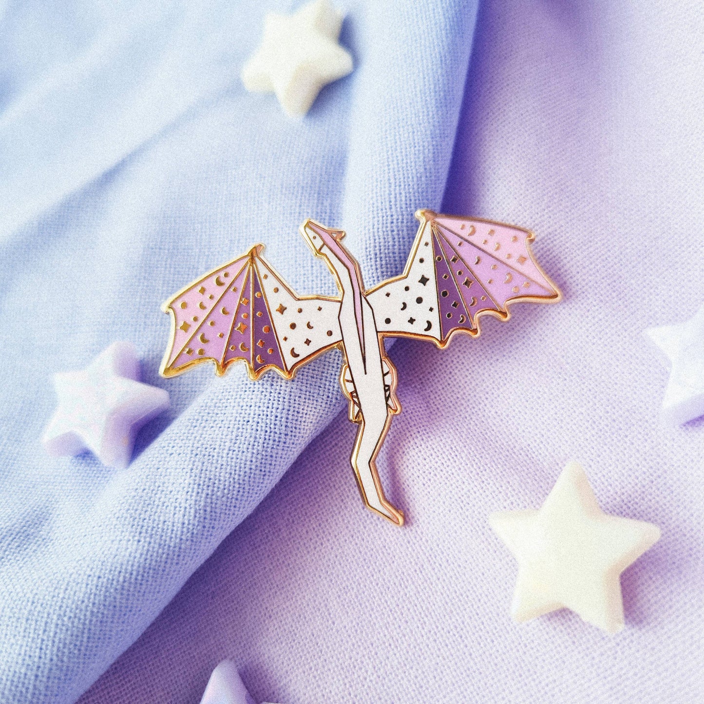 Purple and White Dragon Enamel Pin