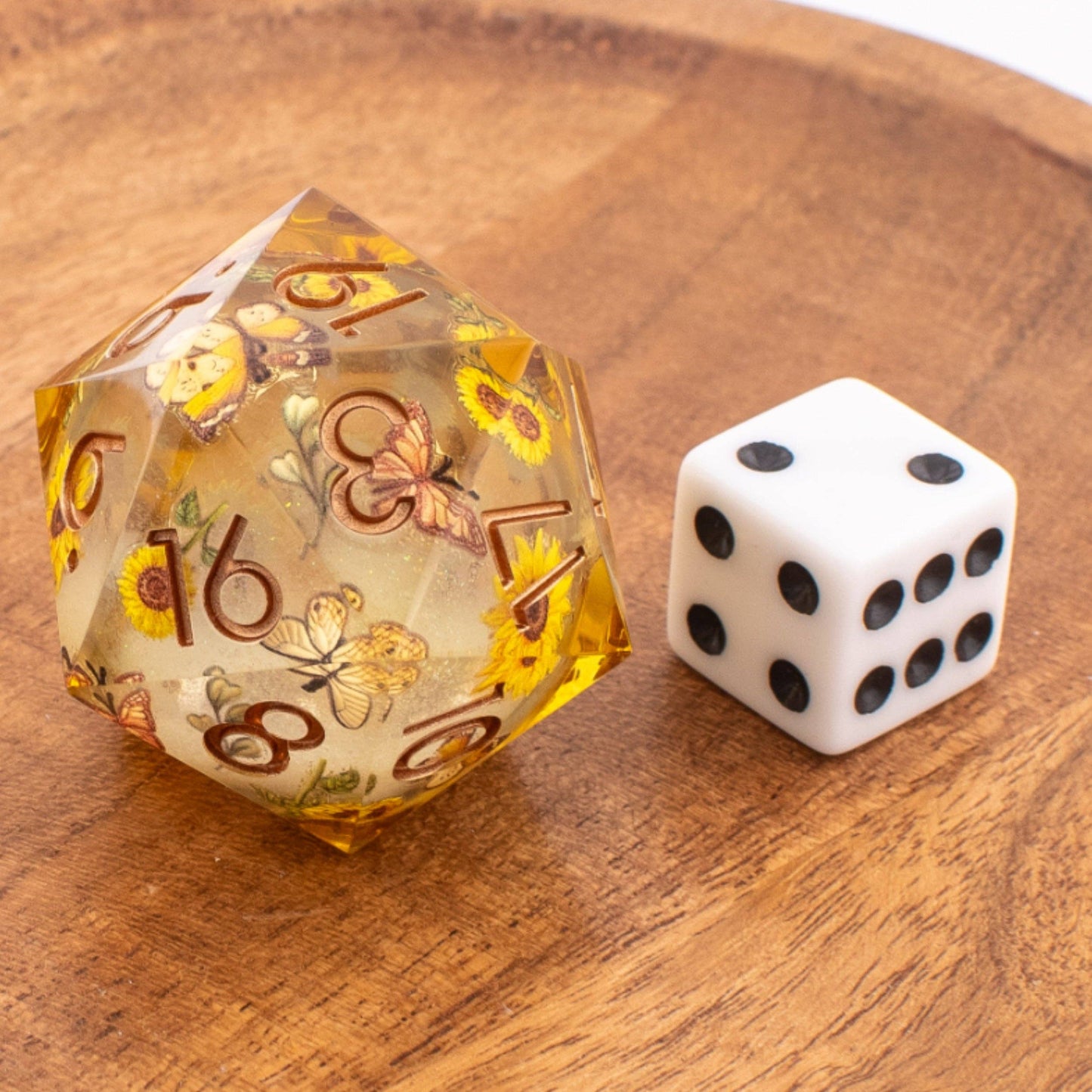 Golden Meadow | Liquid Core Oversized D20 | Resin | Single Die