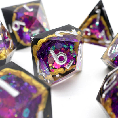 Regal Relic | Geode Sharp Edge Dice | 7-Polyhedral Set