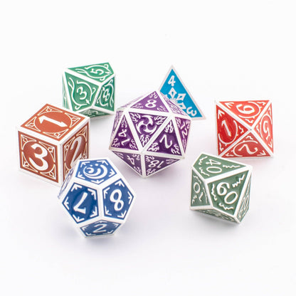 Prismatic Elemental | Solid Metal Dice Set | Zinc Alloy | 7 Piece Set