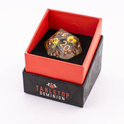 Golden Meadow | Liquid Core Oversized D20 | Resin | Single Die