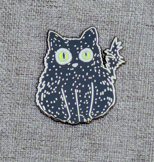 Electrified Black Cat Hard Enamel Pin -1.5"